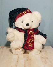 Kmart Collectible 2001 Christmas Teddy Bear 14&quot; White Plush Stuffed Animal - $12.43