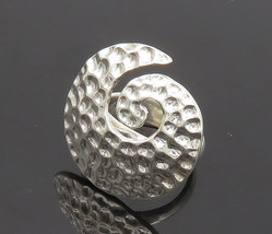 925 Sterling Silver - Shiny Hammered Spiral Swirl Statement Ring Sz 7 - RG16888 - £35.70 GBP