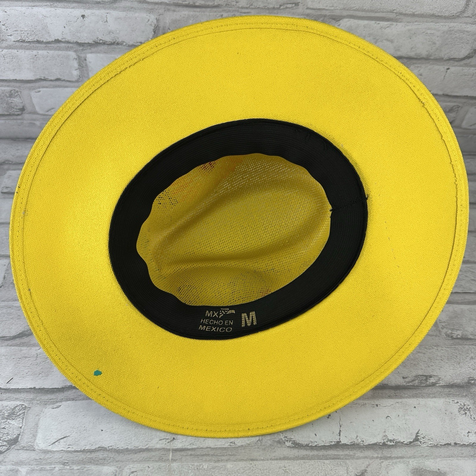 MEXICAN Artisanal Hand Painted Fedora Mandala Sombrero Panama Bohemian Yellow Item image 6