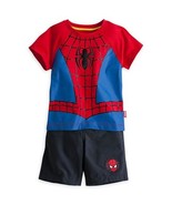 Disney Store Spiderman Spider Man 2 PC Short Sleeve Shirt Short Set Sz 9/10 - $41.01 CAD