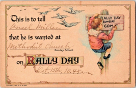 Postcard Invitation to Rally Day 1 Cent Stamp Posted  1922 Posted 5.5 x 3.5 &quot; - £11.91 GBP