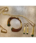 Vince Camuto Necklace Gold Drop Pendant, Bracelet &amp; Earrings Malachite S... - $983.66 MXN