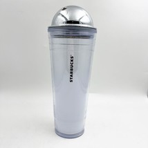 STARBUCKS 24 OZ. FROSTED clear TUMBLER w SILVER DOMED LID NO STRAW - £19.68 GBP