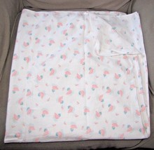Baby Swaddle Blanket Duck Fish Pink Aqua Teal Blue White Cotton Flannel Hospital - £18.59 GBP