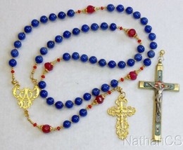 Catholic Rosary Sapphire Vermeil MicroMosaic Wearable 9 Uses 2 crosses  UNIQUE - £743.21 GBP