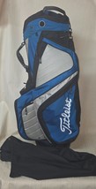 Titleist 14-Way Lightweight Cart Bag, Blue/Blk/Gray 10 Zip Pockets W/ Ra... - $148.49