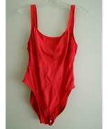 Ladies Swimsuit Size 14 RED Textured 1 Pc Bathing Suit Hi Cut by Daffy W... - £19.24 GBP