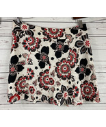 Lane Bryant Floral Red Black White A-line Skirt Size 24 Cotton Side Zipper - $439.89 MXN