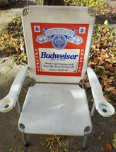 Vintage Budweiser Canvas Lawn Chair Metal Frame  - $140.24