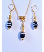 Malachite gold jewelry set Victorian necklace earrings Boho jewelry set ... - $73.24 CAD