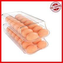 BPA-Free Clear Egg Holder - Automatic Rolling Dispenser for Refrigerator... - $770.75 MXN