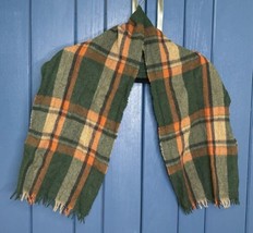 Vintage West Germany 100% Lambswool Plaid Scarf Fall Colors Earthy Boho READ - $9.90