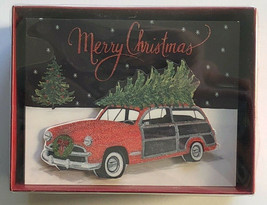 Red Station Wagon Boxed Christmas Cards Boxed 3 D Cut Out 18 Cards Envel... - $24.38