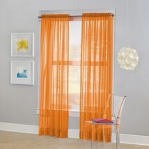 No. 918 Calypso Sheer Voile Rod Pocket Curtain Panel Orange 59x84 - €9,98 EUR