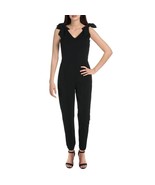 Aqua Womens S Black Bow Shoulder V Neck Tapered Leg Jumpsuit NWT BA35 - $59.14 CAD