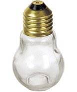 LIGHT BULB shape CLEAR GLASS BOTTLE Jar + bronze Screw on Top Cap 4 1/4&quot;... - $21.45