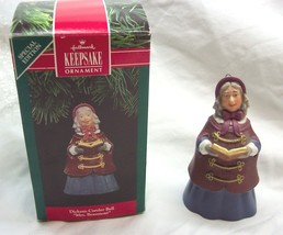 Vintage 1991 Hallmark Dickens Caroler Bell MRS. BEAUMONT 4&quot; CHRISTMAS OR... - £11.72 GBP