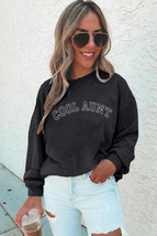 Black COOL AUNT Embroidered Letter Graphic Sweatshirt - $28.55