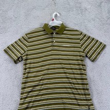 George Mens Green Short Sleeve Striped Collared Pullover Polo Shirt Size Medium - £19.83 GBP