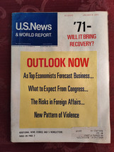 U S NEWS World Report Magazine January 4 1971 &#39;71 Economic Recovery Outlook - £10.76 GBP