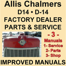 Factory Allis Chalmers D14 D-14 Tractor Service, Shop, Parts Catalog -3- Manuals - £23.45 GBP
