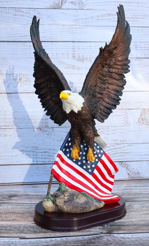 Ebros 18&quot; Tall Large Patriotic Bald Eagle Clutching On American Flag Fig... - $64.99