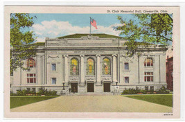 St Clair Memorial Hall Greenville Ohio 1940s postcard - $5.94