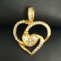 0.50 Ct Brilliant Real Moissanite Heart Promise Pendant 14k Yellow Gold Plated - £94.93 GBP