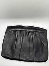 vintage black leather clutch purse Silver Chain Shoulder Crossbody Excellent - £21.60 GBP