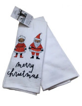 NEW Rae Dunn Merry Christmas Santa &amp; Mrs. Claus Kitchen Towel 2 Piece Set - £13.33 GBP