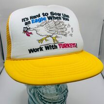 Vintage Trucker Hat Mesh Novelty Cap  Humor work with Turkeys Winner Yellow - $19.99