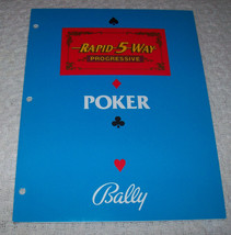 RAPID 5 WAY POKER ORIGINAL CASINO SLOT MACHINE SALES FLYER BROCHURE 1989  - £17.05 GBP