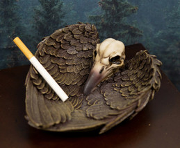 Ebros Edgar Poe Gothic Winged Raven Skull Jewelry Coin Dish Ashtray Figu... - $32.99