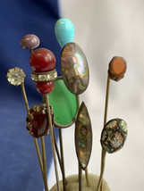 Antique Hat Stick Pin Lot Fashion Jewelry Abalone Shell Rhinestone Micro Mosaic - £46.93 GBP