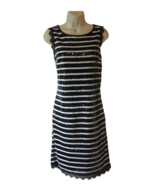 St. John Black &amp; White Sequin Lace Dress – Size 4 – Elegant Evening Wear - $179.99