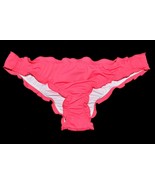 MALIA Coral Pink Itsy Ruched Ruffle Brazilian Bikini Bottom Small S Swim... - £15.77 GBP