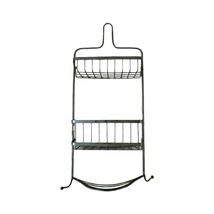 Wall Hanging Shower Organizer Shower Caddy Basket with Hooks Over Shower Head - £11.87 GBP