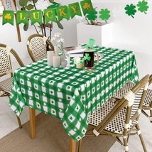 St.Patrick&#39;s Day Rectangle Table Cloth 60 x 84 Inch Shamrock Plaid Patterned Iri - £26.92 GBP