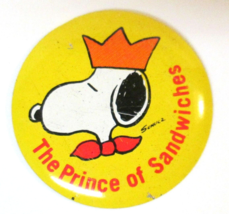 Vintage 1970 SNOOPY PEANUTS The Prince of Sandwiches Metal Tab Charles Schultz - £18.84 GBP