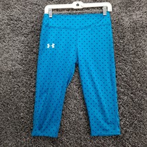 Under Armour Leggings Pants Teen Youth Size Large Blue Polka Dot Gym Attire - $15.05
