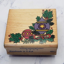 Inkadinkado Christmas Ornament Holly Berry Corner 4627 Wood Mounted Rubber Stamp - $4.94