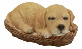Realistic Labrador Retriever Dog Sleeping In Wicker Basket Statue Pet Pa... - £21.54 GBP