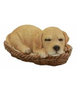 Realistic Labrador Retriever Dog Sleeping In Wicker Basket Statue Pet Pa... - £21.10 GBP