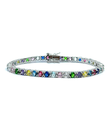 ADIRFINE 18K Gold Plated Multi Colored Cubic Zirconia Tennis Bracelet - £36.33 GBP