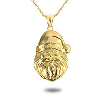 10K Solid Gold Christmas Spirit Santa Claus Saint Nick Pendant Necklace - £135.49 GBP+