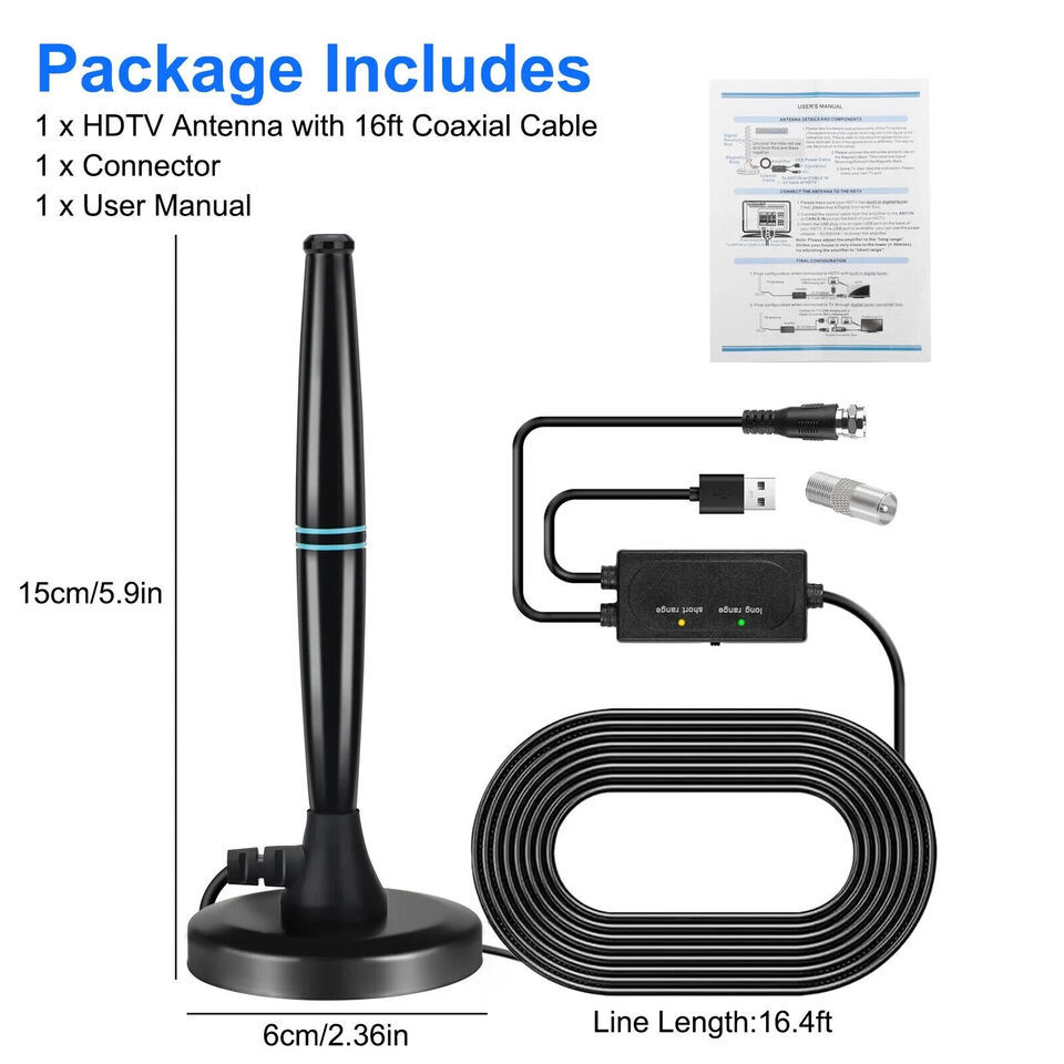 320 Miles Digital TV Antenna, Indoor HDTV Amplified Signal Booster 4K HD... - $8.99