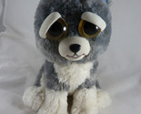 Feisty Pets Plush Dog 9&quot; Grey and white Angry Face Sammy Suckerpunch - $11.87
