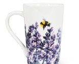 Lavender and Bees Mug Set of 2 Stoneware Tall 14 oz 5&quot; high White Purple... - $24.74