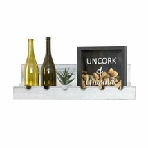 New Grey Wood Shelf Rustic Wine Bottle Rack Wall Mounted Book Shelf Wine Rack - £27.82 GBP