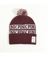 Victoria&#39;s Secret ~ PINK Logo ~ Burgundy ~ Pom Pom ~ Beanie ~ Winter Hat - $35.08 CAD